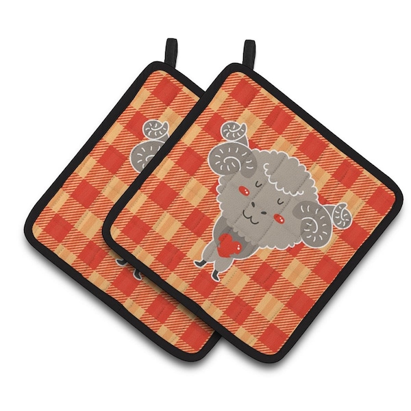 Carolines Treasures Ram With a Heart Pair of Pot Holders - BB6738PTHD