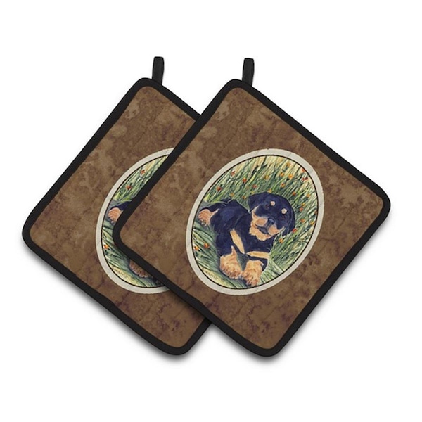 Carolines Treasures Rottweiler Pair of Pot Holders, 7.5 x 3 x 7.5 in. - SS8107PTHD