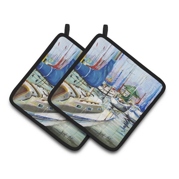 Carolines Treasures Day Break Sailboats Pair of Pot Holders, 7.5 x 3 x 7.5 in. - JMK1241PTHD