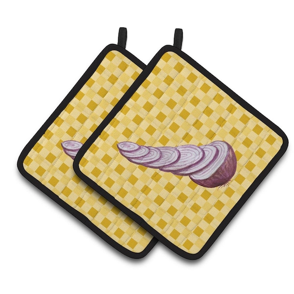 Carolines Treasures Red Onion on Basketweave Pair of Pot Holders - BB7211PTHD
