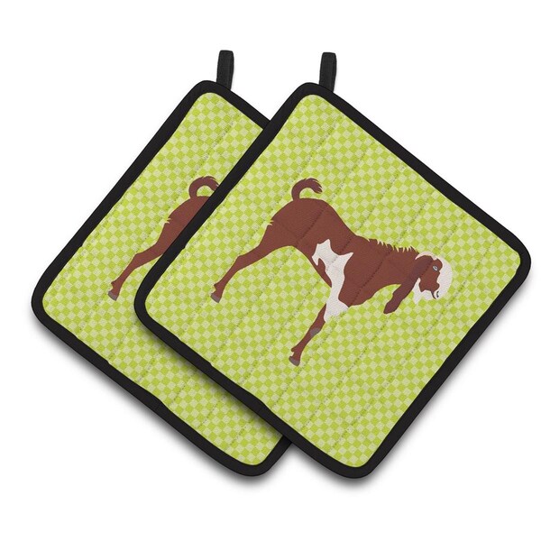 Carolines Treasures Jamnapari Goat Green Pair of Pot Holders - BB7716PTHD