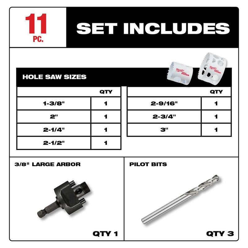 Juego de sierras perforadoras bimetálicas de propósito general Hole Dozer de Milwaukee con juego de brocas de alimentación propia SWITCHBLADE para plomeros (16 piezas) - 49-22-4020-49-22-5100