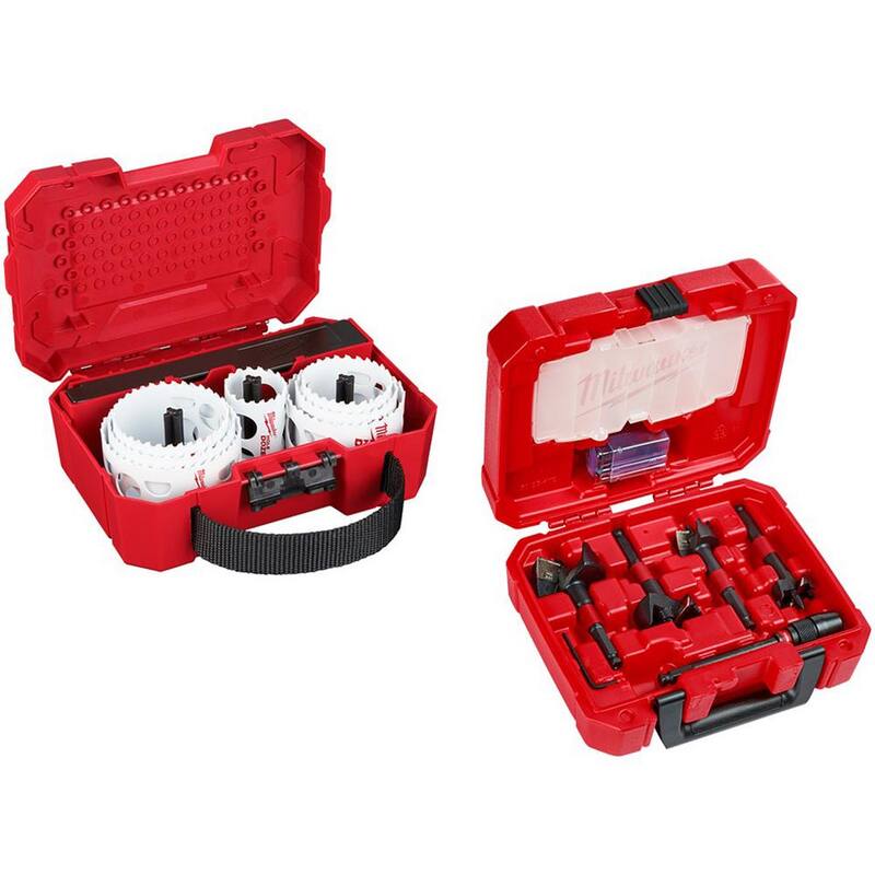 Juego de sierras perforadoras bimetálicas de propósito general Hole Dozer de Milwaukee con juego de brocas de alimentación propia SWITCHBLADE para plomeros (16 piezas) - 49-22-4020-49-22-5100