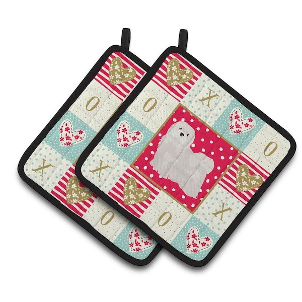 Carolines Treasures 7.5 x 7.5 in. Lhasa Apso No.2 Love Pair of Pot Holders - CK5857PTHD