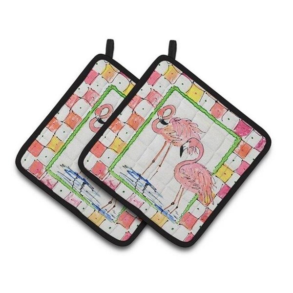 Carolines Treasures Carolines Treasures 8077PTHD Bird - Flamingo Pair of Pot Holders; 7.5 x 3 x 7.5 in. - 8077PTHD