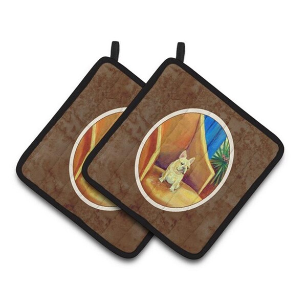 Carolines Treasures French Bulldog Couch Sitting Pair of Pot Holders, 7.5 x 3 x 7.5 in. - 7189PTHD