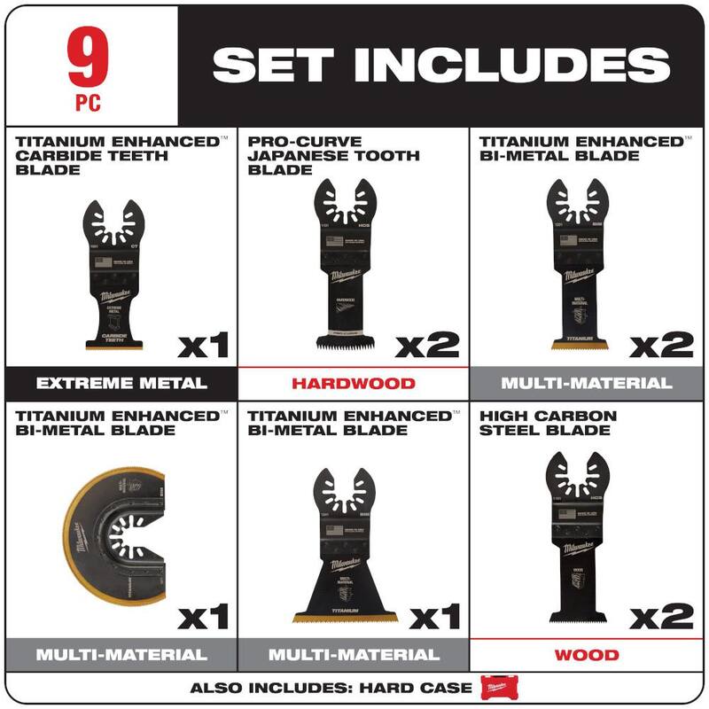 Juego de sierra de corona bi-metálica Milwaukee Hole Dozer con kit de hojas para herramienta multifuncional oscilante (17 piezas) - 49-22-4019-49-10-9113