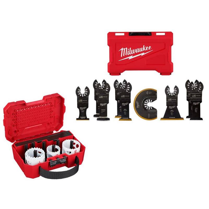 Juego de sierra de corona bi-metálica Milwaukee Hole Dozer con kit de hojas para herramienta multifuncional oscilante (17 piezas) - 49-22-4019-49-10-9113