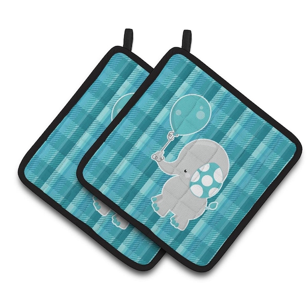 Carolines Treasures Elephant With Balloon Pair of Pot Holders - BB6835PTHD
