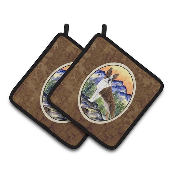 Carolines Treasures Boston Terrier Pair of Pot Holders, 7.5 x 3 x 7.5 in. - SS8162PTHD