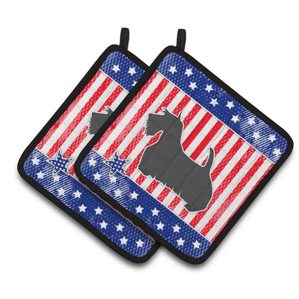 Carolines Treasures USA Patriotic Scottish Terrier Pair of Pot Holders - BB3369PTHD
