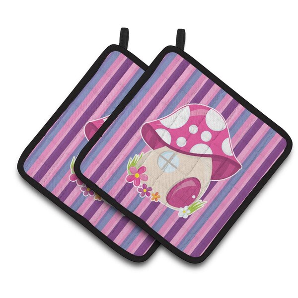 Carolines Treasures Fairy House Pink & Purple Pair of Pot Holders - BB6908PTHD