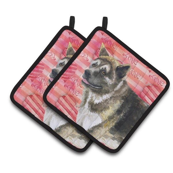 Carolines Treasures American Akita Love Pair of Pot Holders - BB9756PTHD