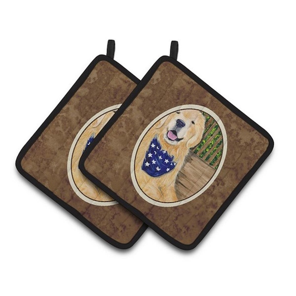 Carolines Treasures Golden Retriever Pair of Pot Holders, 7.5 x 3 x 7.5 in. - SS8972PTHD