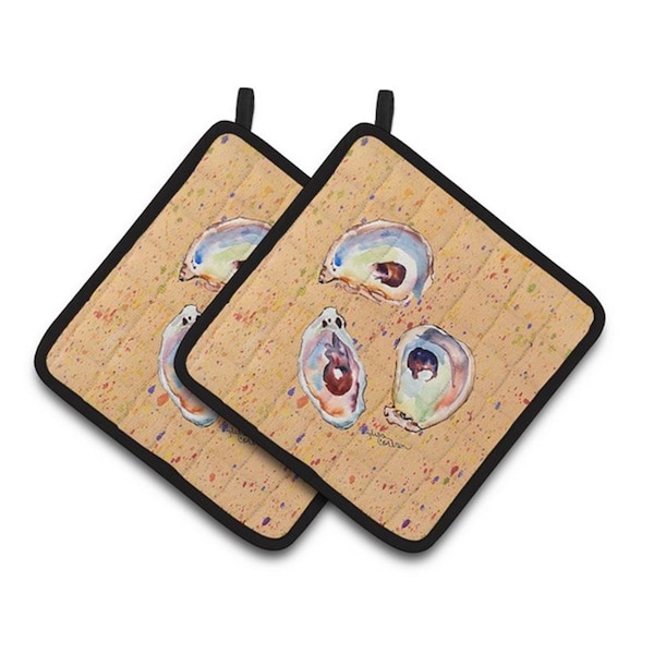 Carolines Treasures Oyster Pair of Pot Holders, 7.5 x 3 x 7.5 in. - 8466PTHD