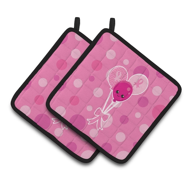 Carolines Treasures Breast Cancer Awareness Ribbon Balloons Pair of Pot Holders - BB6979PTHD