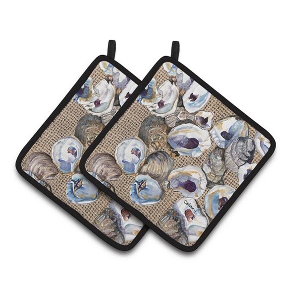 Carolines Treasures Oyster Pair of Pot Holders, 7.5 x 3 x 7.5 in. - 8734PTHD