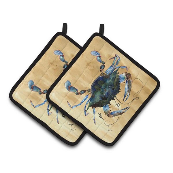 Carolines Treasures Crab Pair of Pot Holders, 7.5 x 3 x 7.5 in. - 8159PTHD