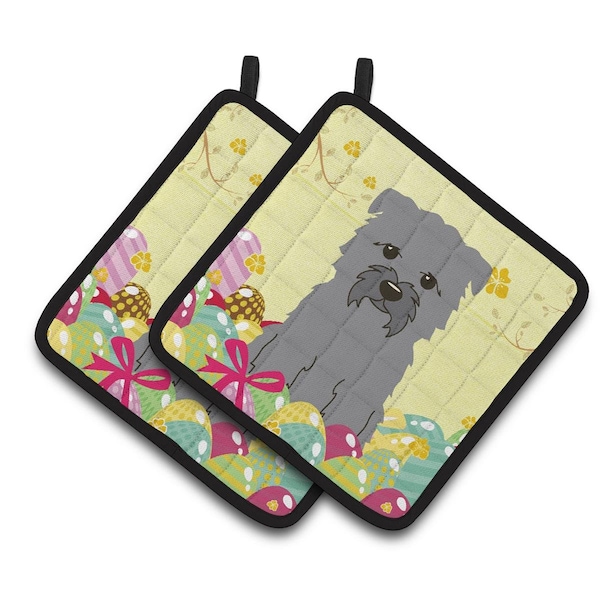 Carolines Treasures Easter Eggs Glen of Imal Grey Pair of Pot Holders - BB6059PTHD