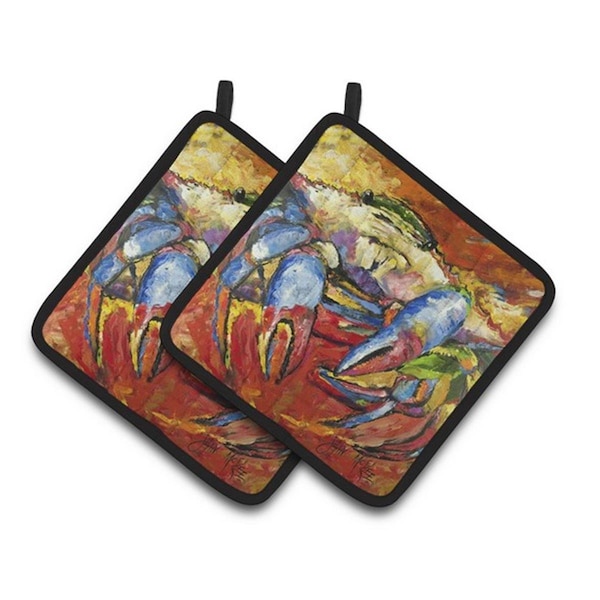 Carolines Treasures Red Crab Pair of Pot Holders, 7.5 x 3 x 7.5 in. - JMK1252PTHD