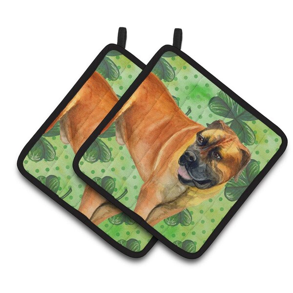 Carolines Treasures Boerboel Mastiff St.Patricks Pair of Pot Holders - BB9820PTHD