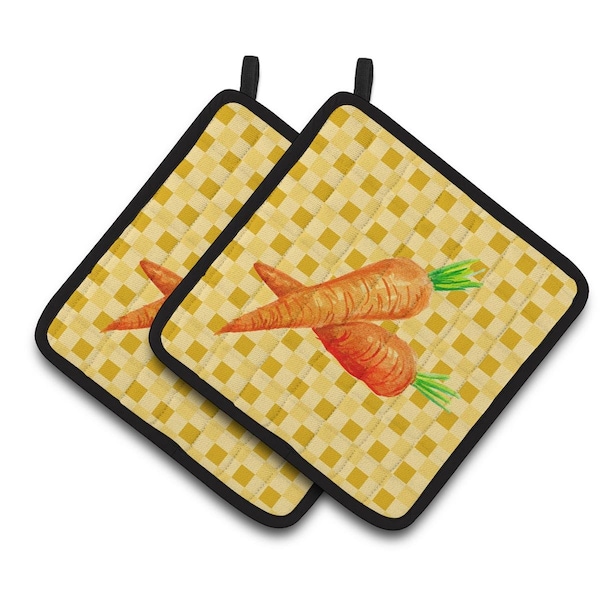 Carolines Treasures Carrots on Basketweave Pair of Pot Holders - BB7189PTHD
