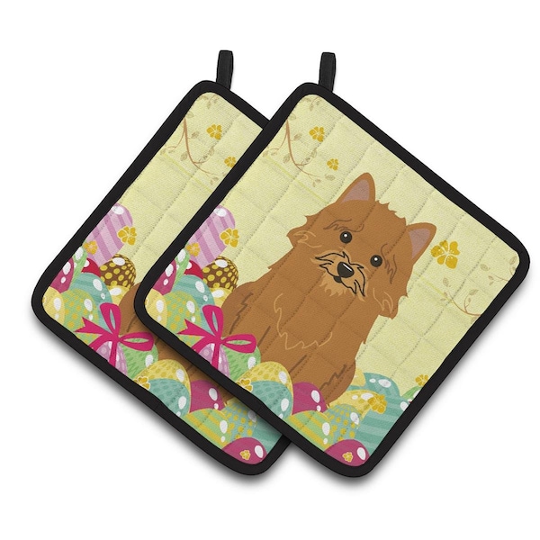 Carolines Treasures Easter Eggs Norwich Terrier Pair of Pot Holders - BB6020PTHD