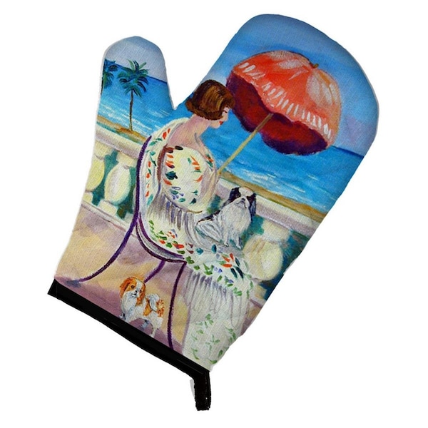 Carolines Treasures Lady with Her Japanese Chin Oven Mitt - 7260OVMT