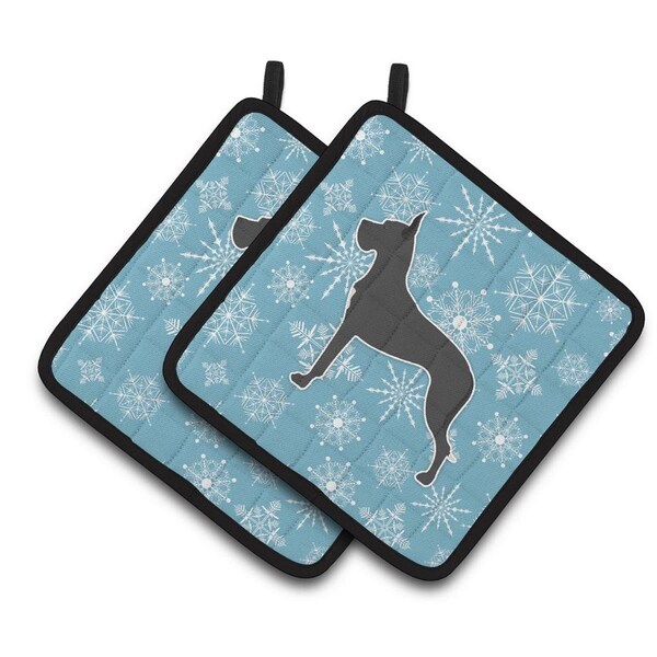 Carolines Treasures Winter Snowflake Great Dane Pair of Pot Holders - BB3575PTHD