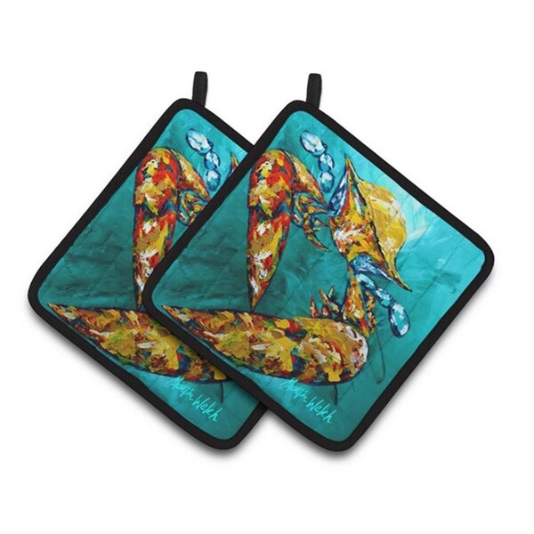 Carolines Treasures Crab Beam of Light Pair of Pot Holders, 7.5 x 3 x 7.5 in. - MW1139PTHD