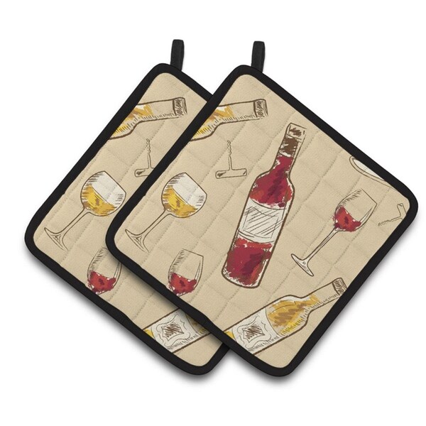 Carolines Treasures Red and White Wine Pair of Pot Holders - BB5196PTHD