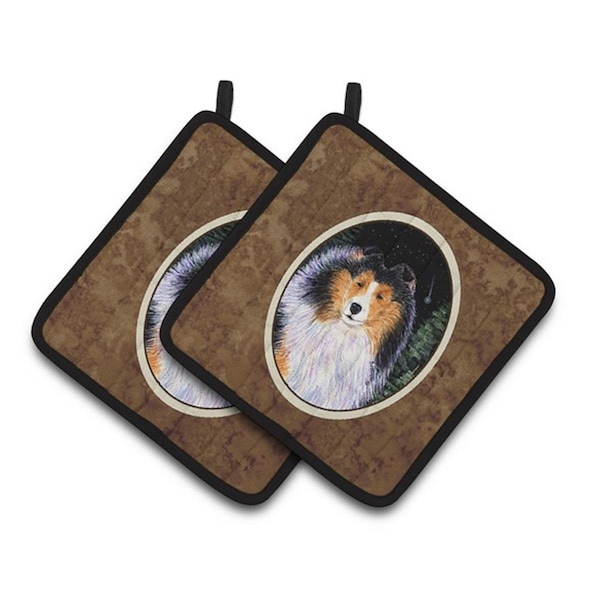 Carolines Treasures Starry Night Collie Pair of Pot Holders, 7.5 x 3 x 7.5 in. - SS8491PTHD