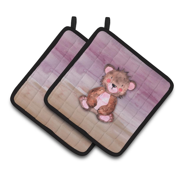 Carolines Treasures Bear Cub Watercolor Pair of Pot Holders - BB7441PTHD