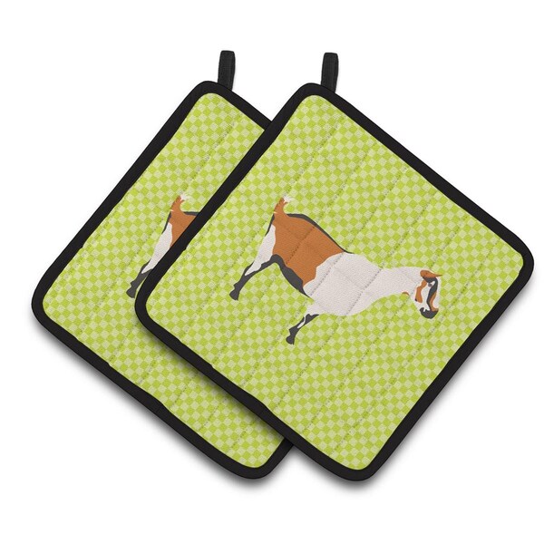 Carolines Treasures Alpine Goat Green Pair of Pot Holders - BB7706PTHD