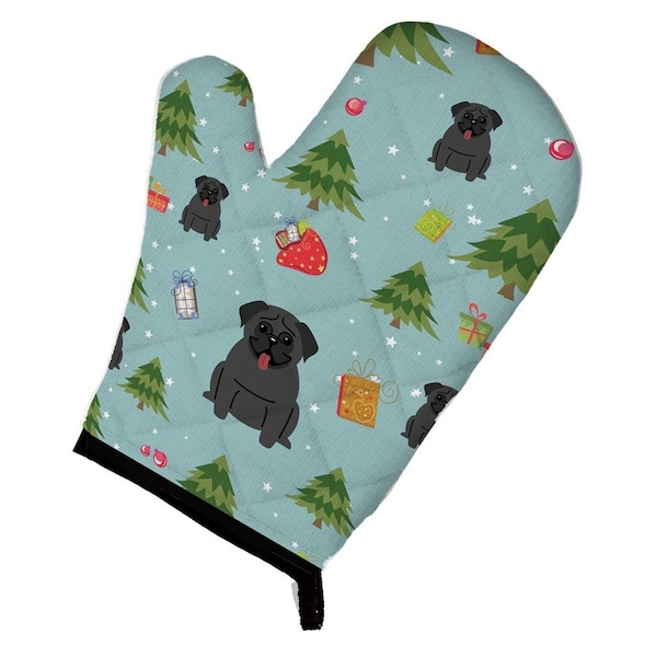 Carolines Treasures Christmas Pug Black Oven Mitt - BB4666OVMT
