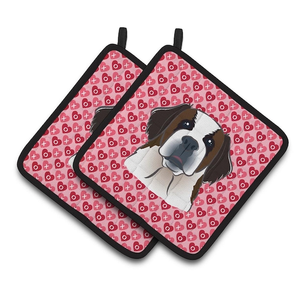 Carolines Treasures Saint Bernard Hearts Pair of Pot Holders - BB5316PTHD
