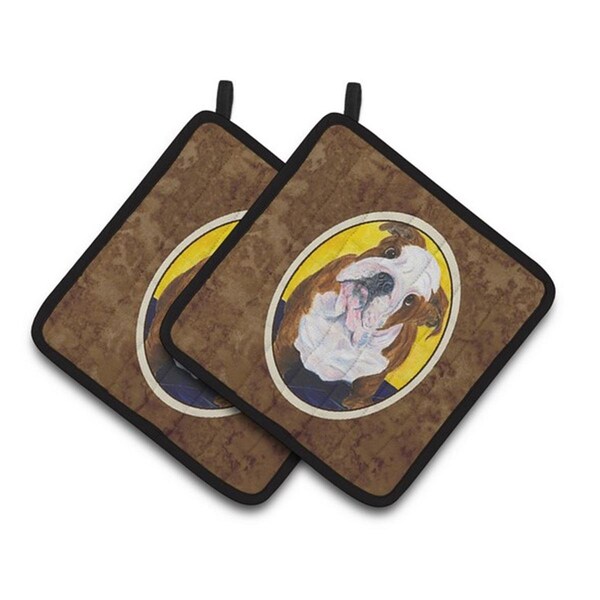Carolines Treasures English Bulldog Pair of Pot Holders, 7.5 x 3 x 7.5 in. - SS8415PTHD