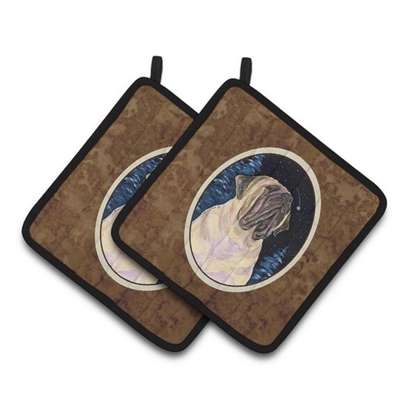 Carolines Treasures Starry Night Mastiff Pair of Pot Holders, 7.5 x 3 x 7.5 in. - SS8448PTHD