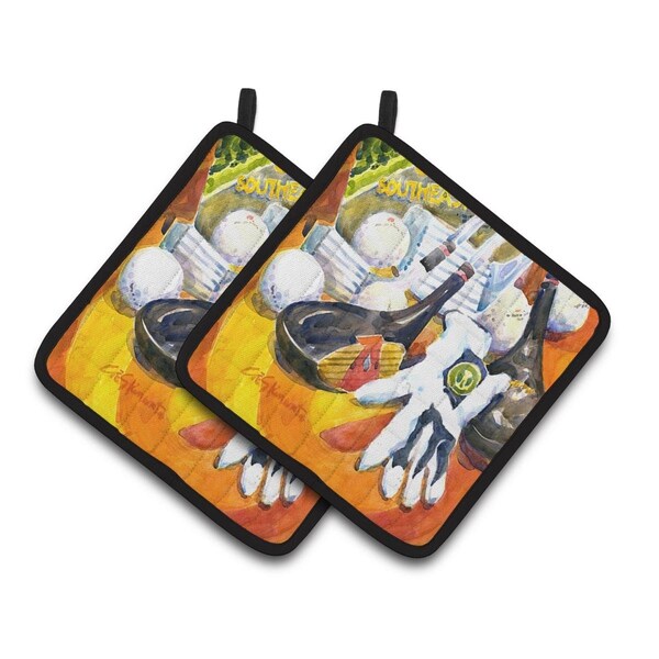 Carolines Treasures Golf Clubs; Ball & Glove Pair of Pot Holders - 6070PTHD