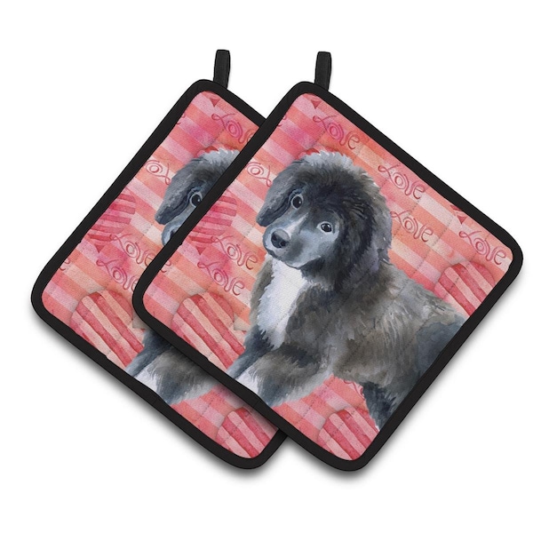 Carolines Treasures Newfoundland Puppy Love Pair of Pot Holders - BB9786PTHD