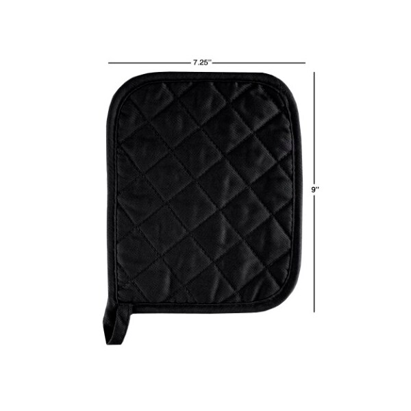Hastings Home Pot Holder Set With Silicone Grip, Quilted And Heat Resistant (Set of 2) By Hastings Home (Black) - 100615CQM