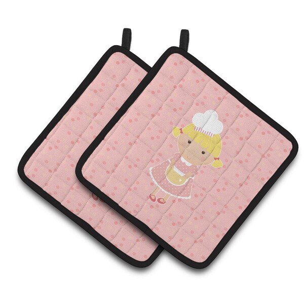 Carolines Treasures Baker Blonde on Pink Pair of Pot Holders - BB7279PTHD