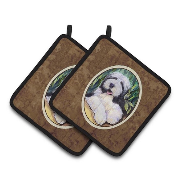 Carolines Treasures Bearded Collie Pair of Pot Holders, 7.5 x 3 x 7.5 in. - SS1038PTHD
