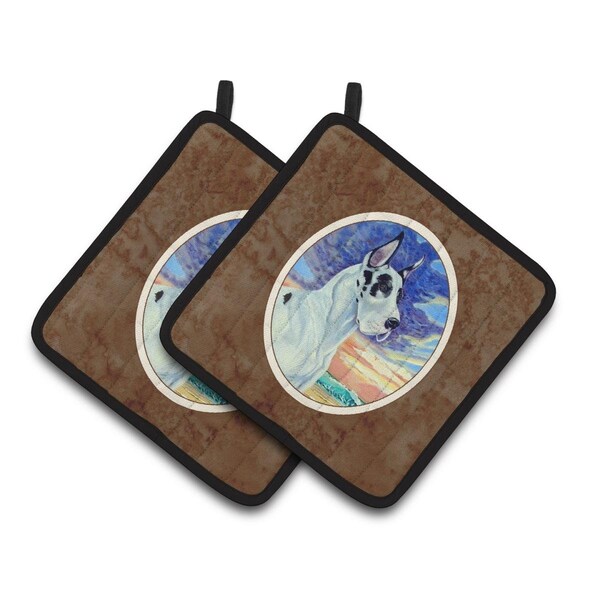 Carolines Treasures Harelquin Great Dane Pair of Pot Holders - 7098PTHD