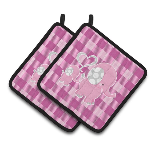 Carolines Treasures Elephant & Baby Pair of Pot Holders - BB6953PTHD