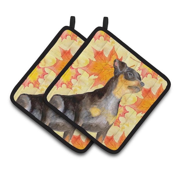Carolines Treasures Miniature Pinscher No. 2 Fall Pair of Pot Holders - BB9985PTHD