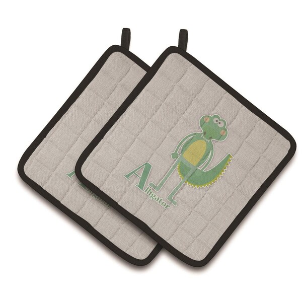Carolines Treasures Alphabet A For Alligator Pair of Pot Holders - BB5726PTHD