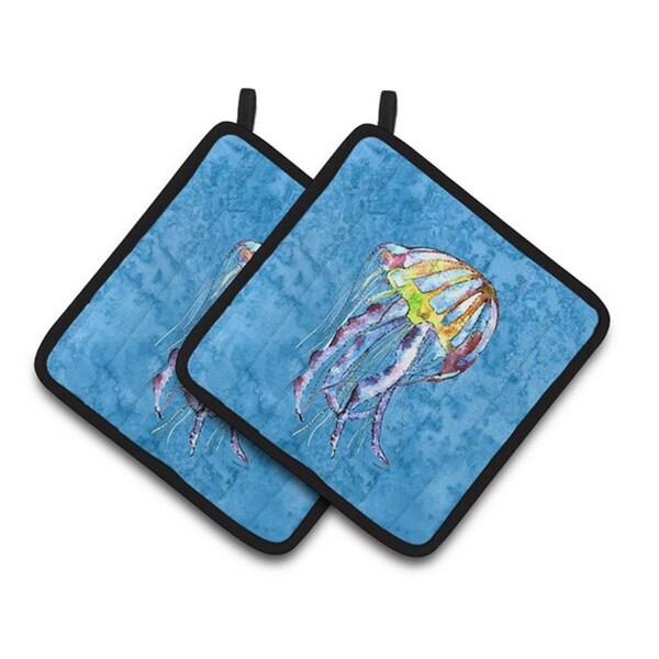 Carolines Treasures Jellyfish Pair of Pot Holders, 7.5 x 3 x 7.5 in. - 8682PTHD
