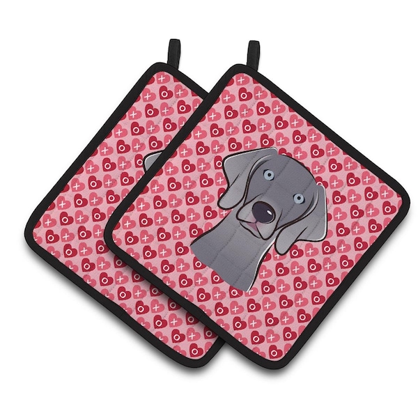 Carolines Treasures Weimaraner Hearts Pair of Pot Holders - BB5301PTHD