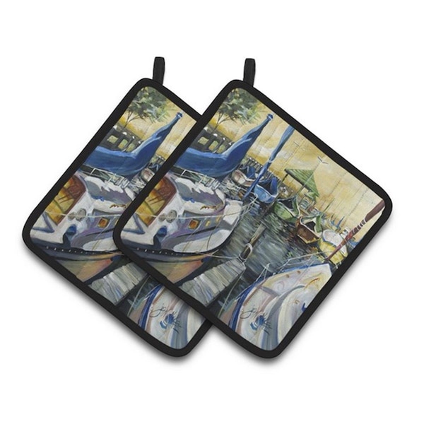 Carolines Treasures Seven Boats Sailboats Pair of Pot Holders, 7.5 x 3 x 7.5 in. - JMK1231PTHD